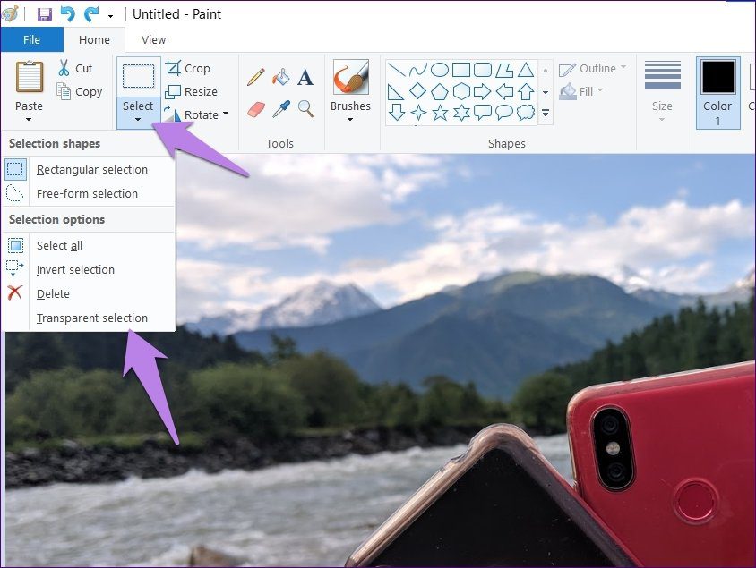 Add transparent image over another picture in paint and paint 3d 6