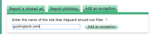 Adguard Add An Exception