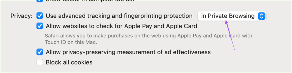 advanced tracking and fingerprint protection safari mac