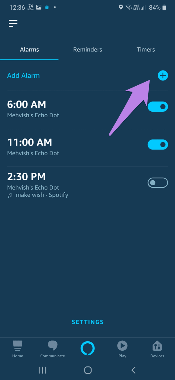 Alexa alarms on echo guide 4
