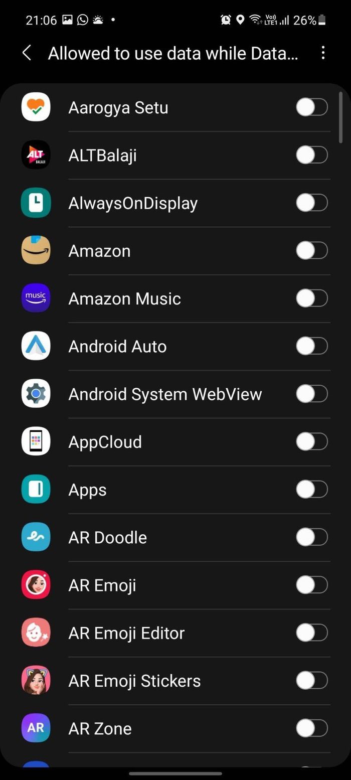 Allow apps in data saver mode