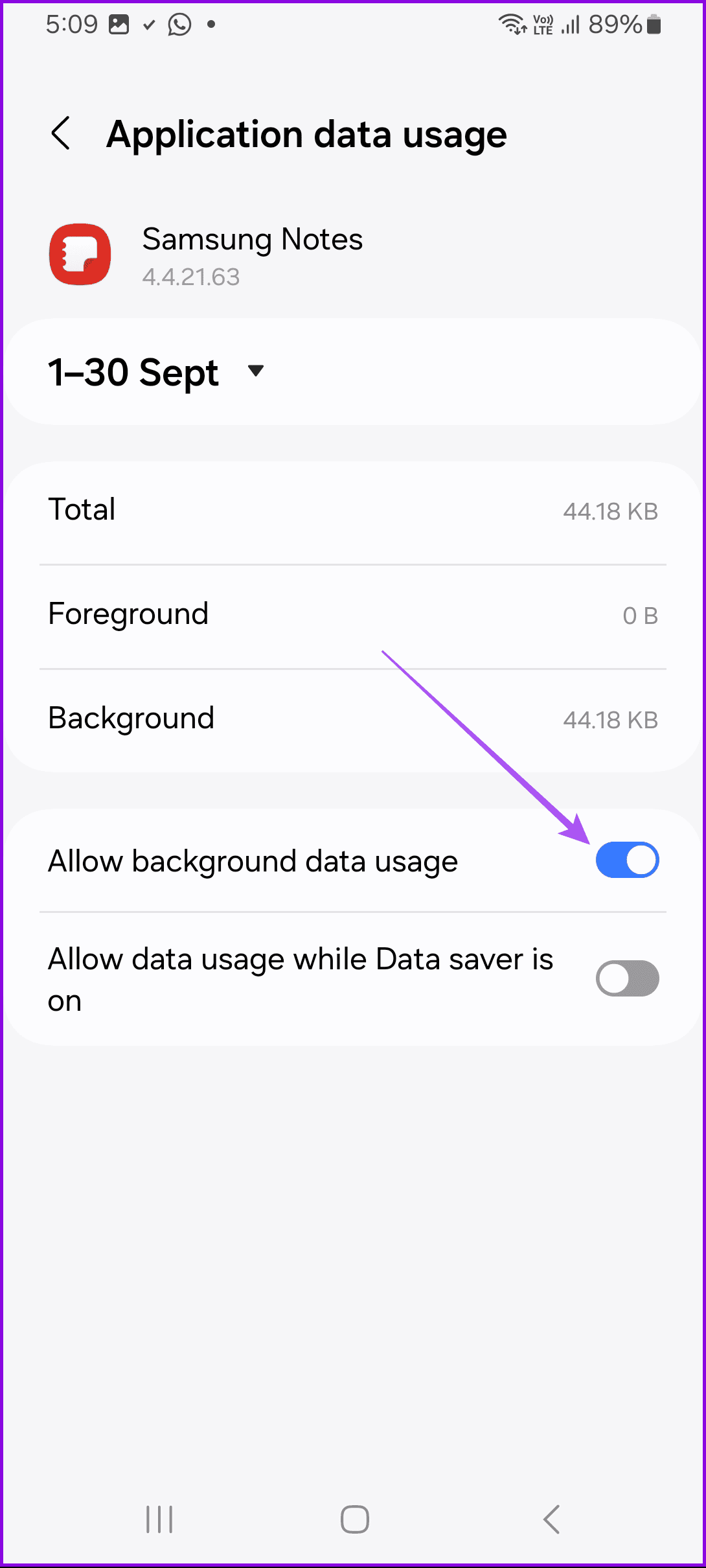 allow background data samsung notes