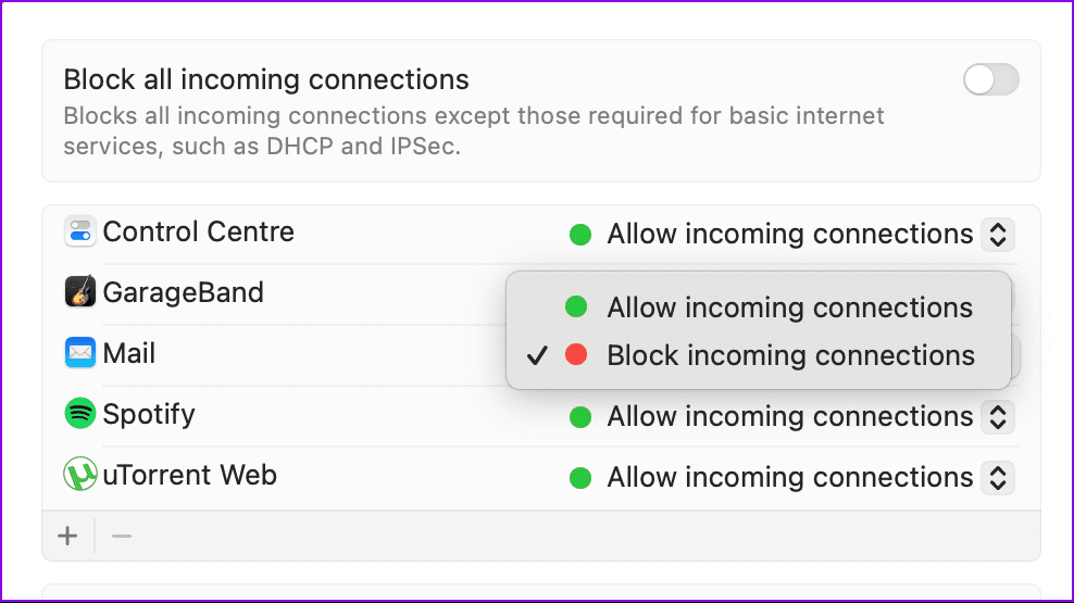 allow incoming connections firewall mac
