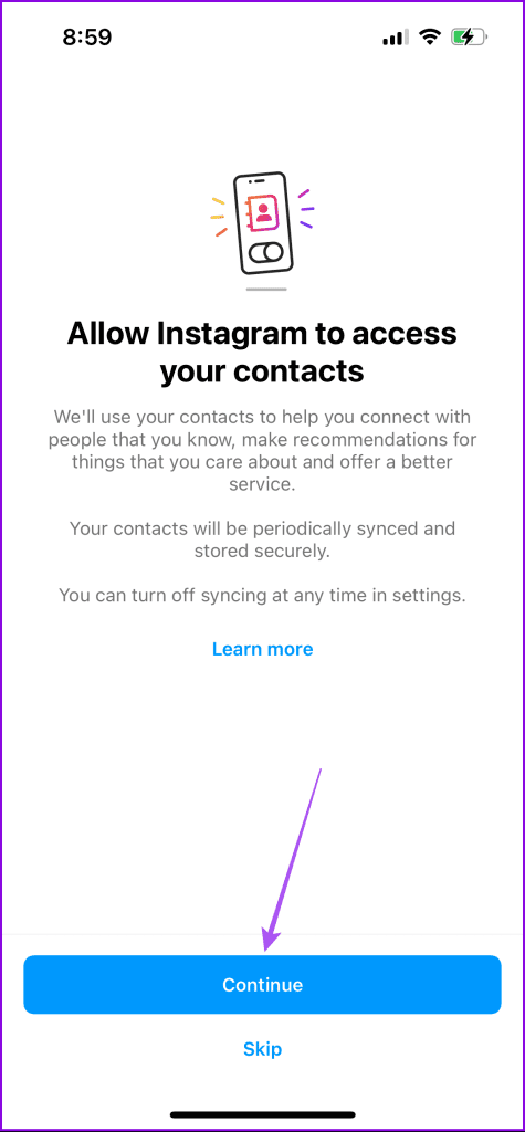 allow instagram to access your contacts