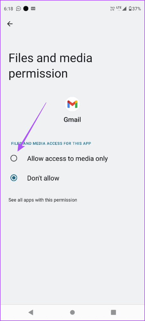 allow media access gmail app info android