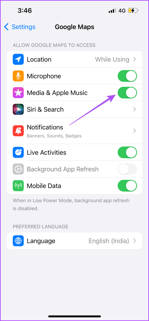 allow media and apple music google maps iphone