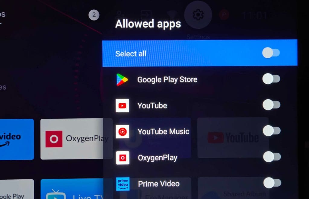 allowed apps kids mode android tv