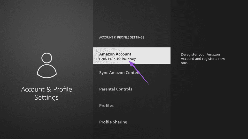 amazon account profile settings fire tv