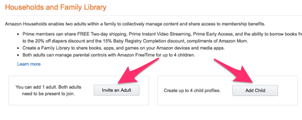 Amazon Households Invite Adult Child