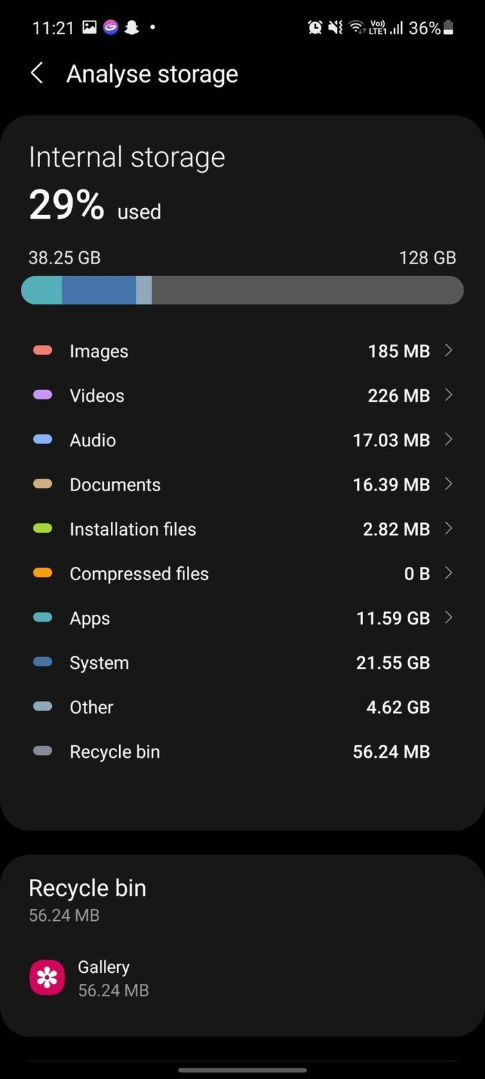 Analyse storage on my files app