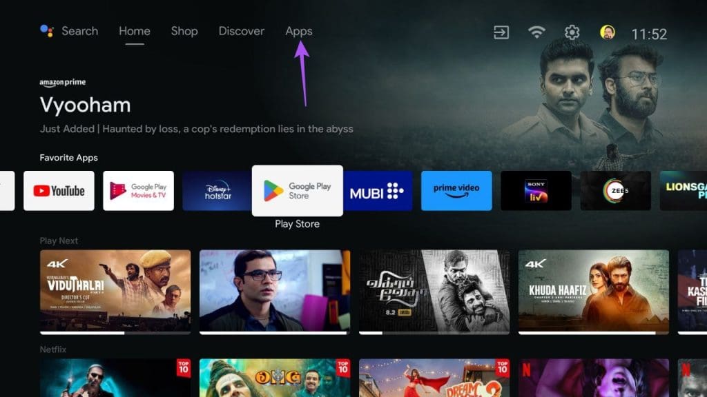 apps android tv home screen