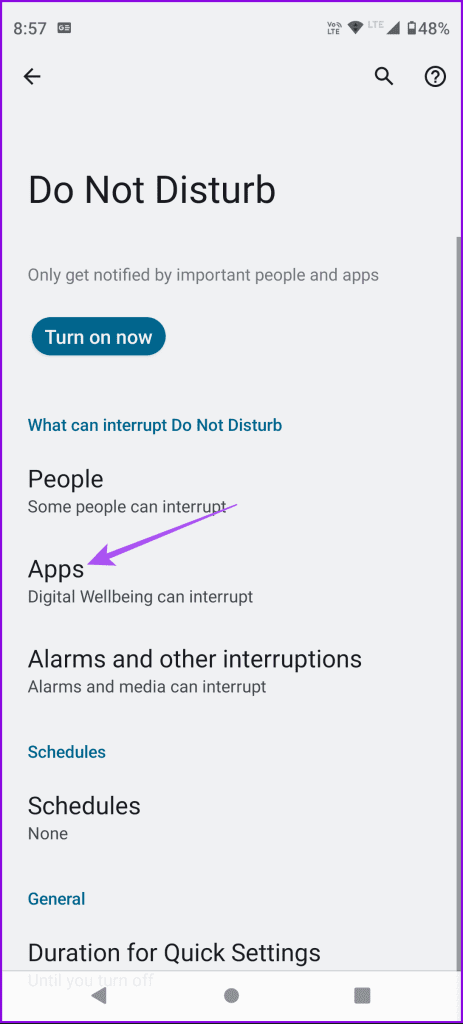 apps do not disturb settings android