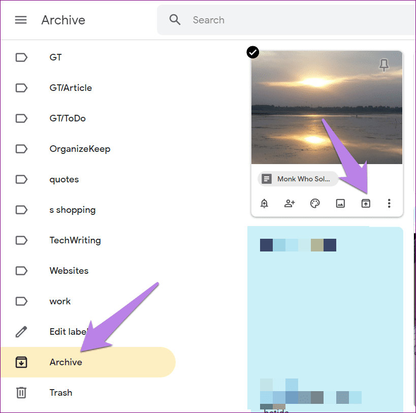 Archive in google keep notes 5