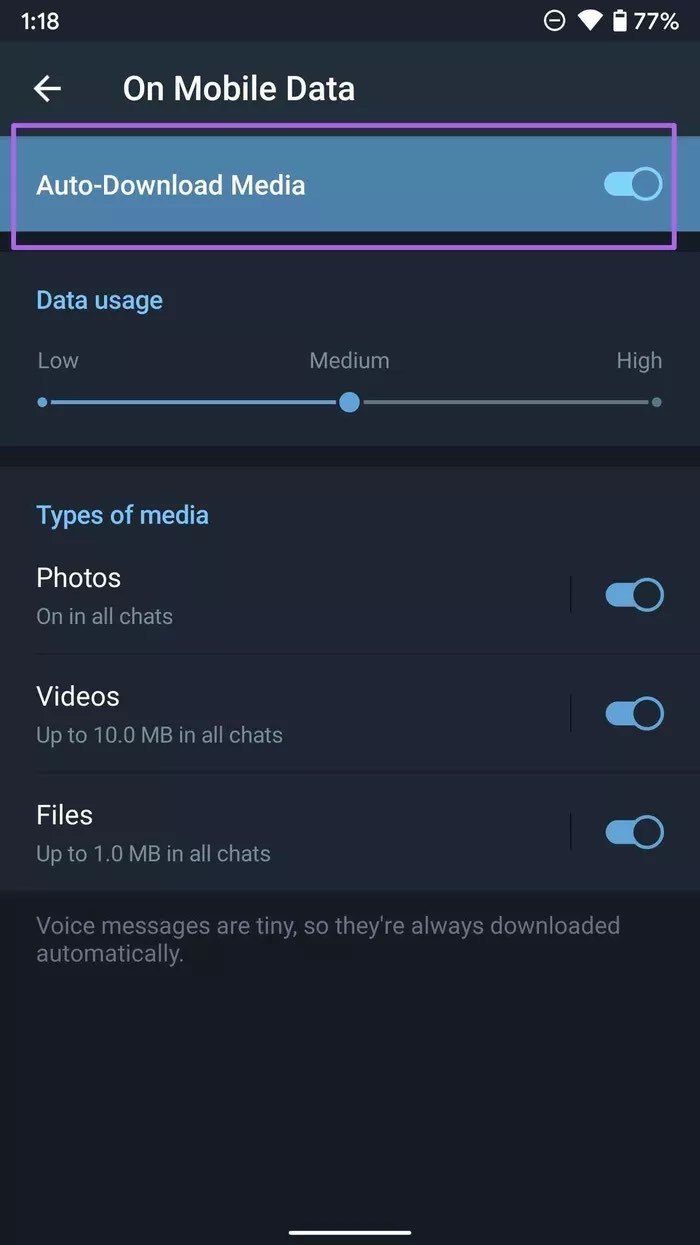 Auto download media on android