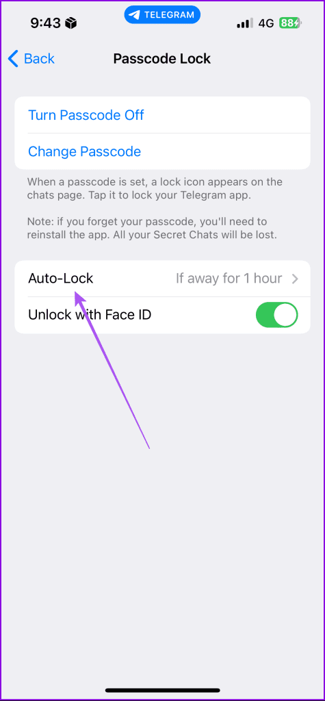 auto lock telegram iphone