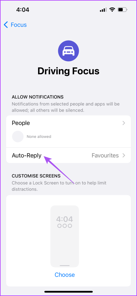 auto reply driving focus mode iphone