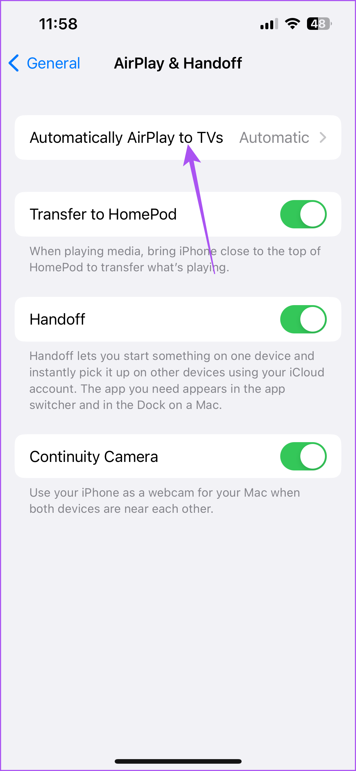 automatically airplay to TVs