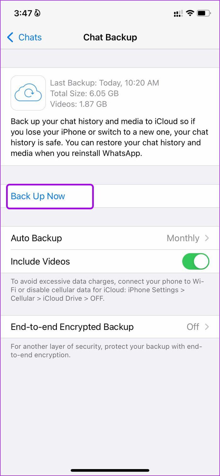 Does itunes backup whatsapp chat