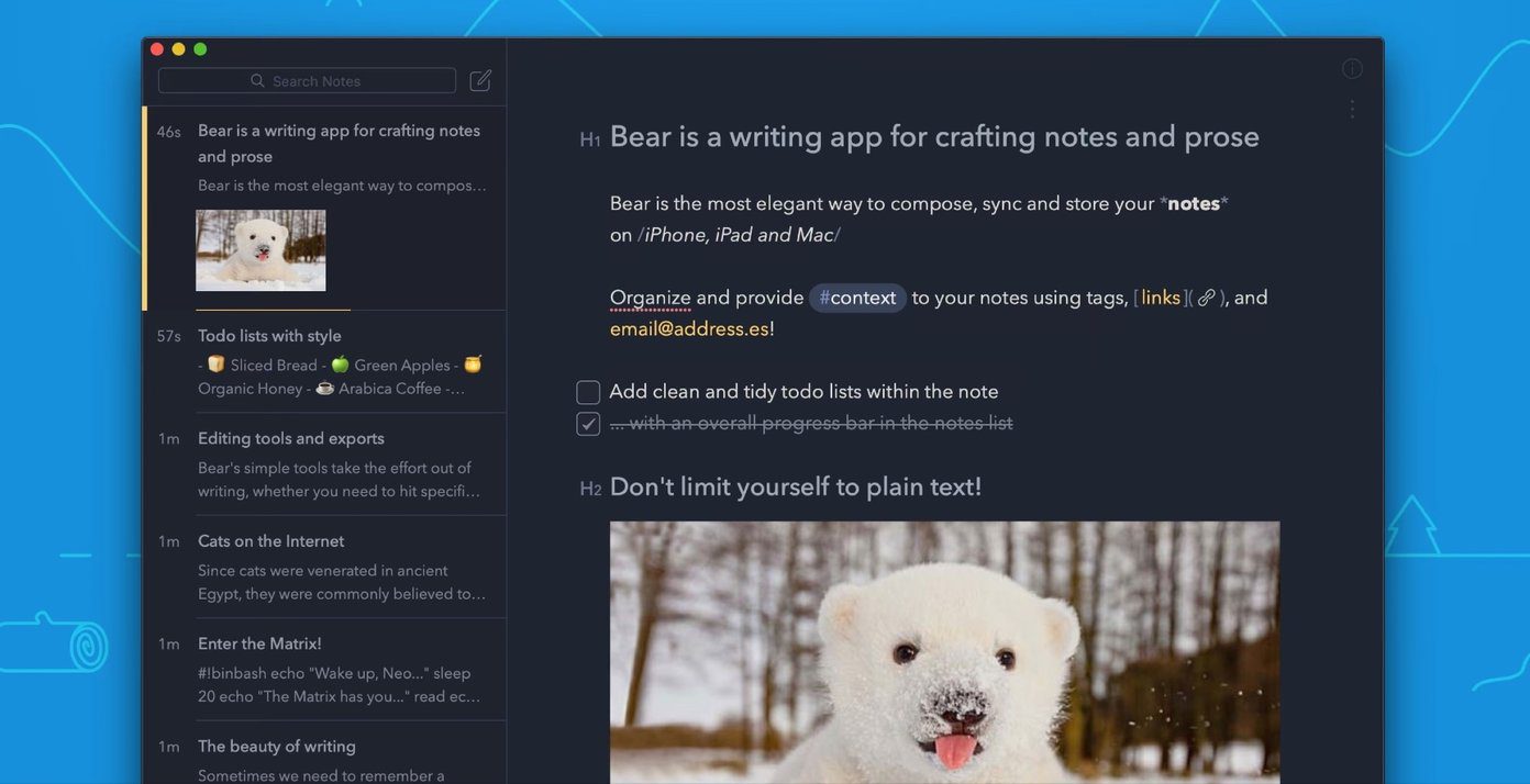 Bear notes for mac