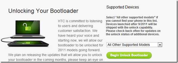 Begin Unlock Bootloader For Htc One X