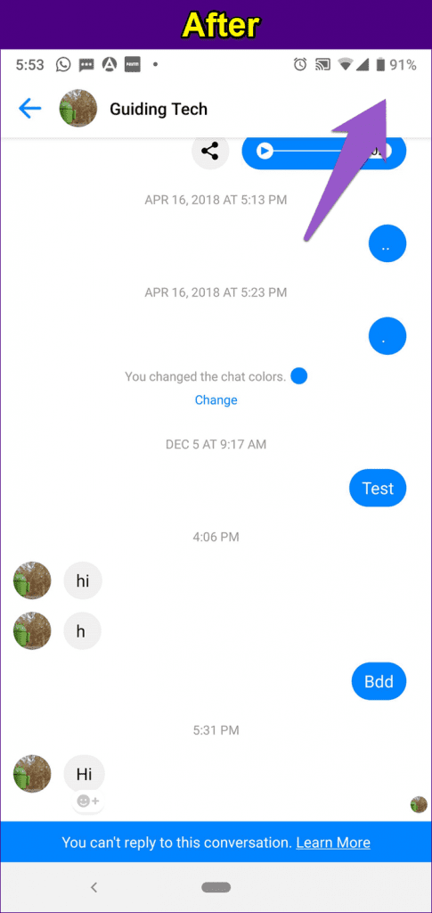After blocking someone on Messenger
