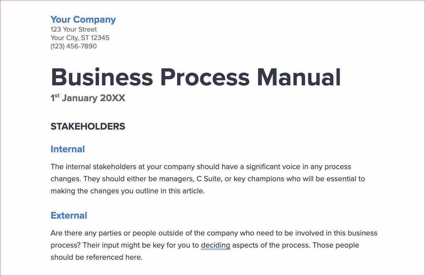 Business process manual