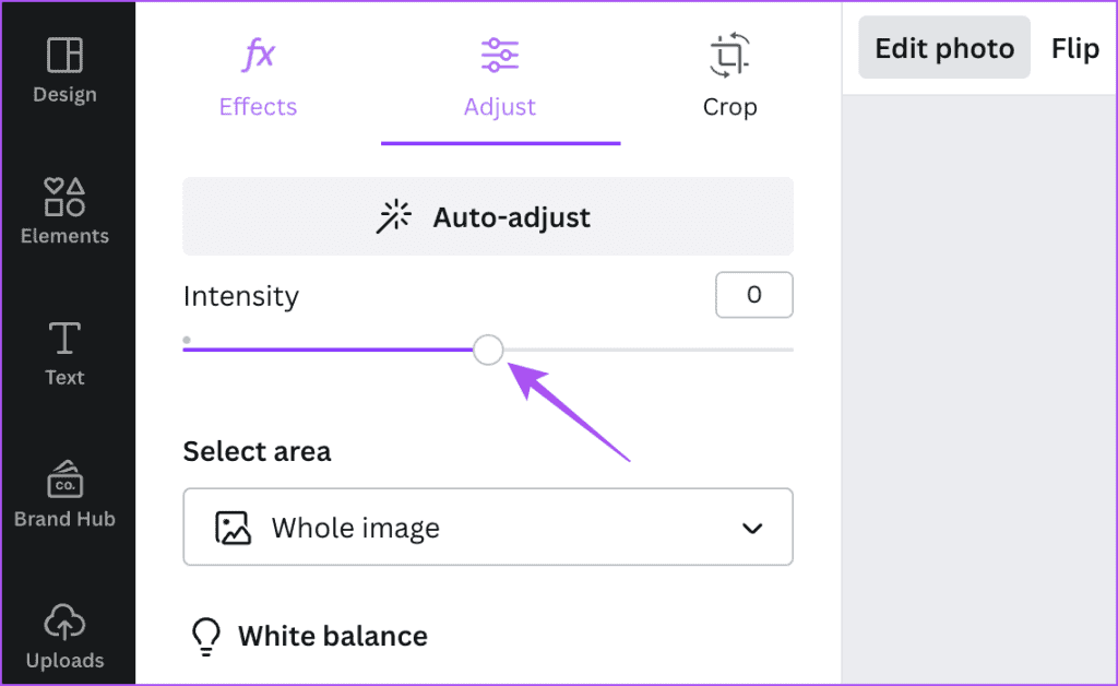 change auto adjust intensity canva app desktop