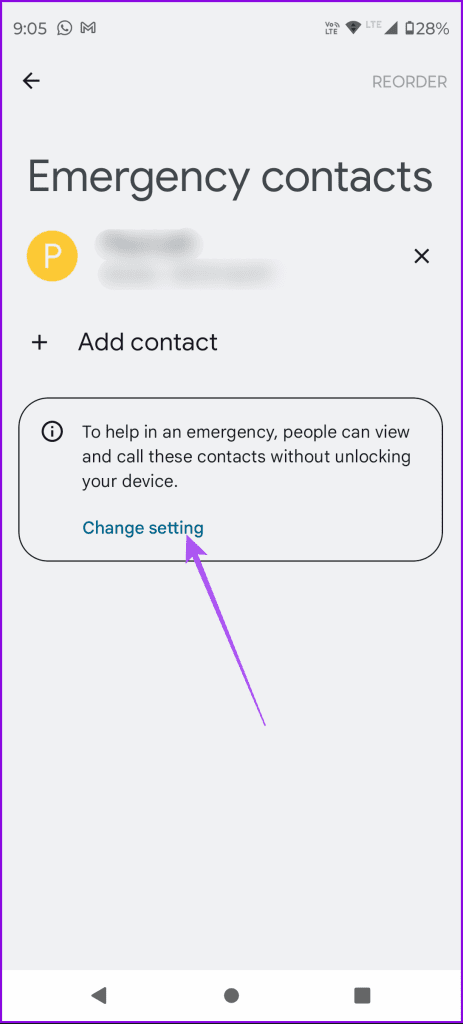 change settings emergency contact personal safety android