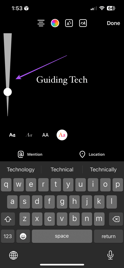 change text size instagram story