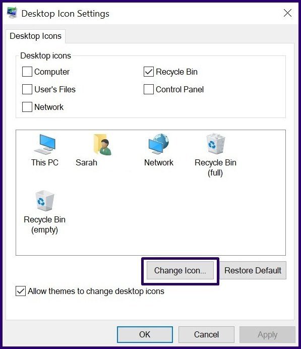Change the icons windows pc step 6