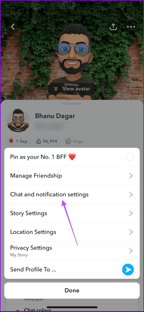 chat and notification settings friend profile snapchat