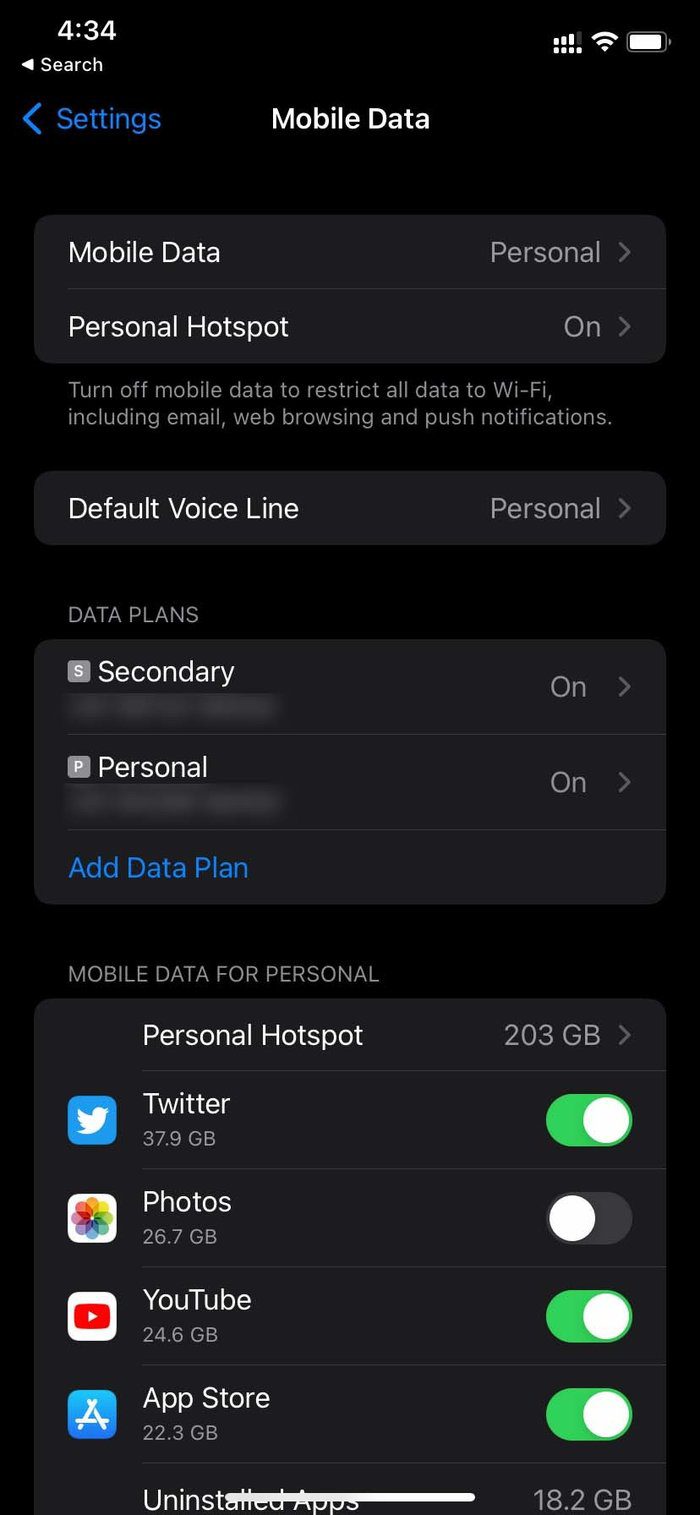 Check data usage on i Phone