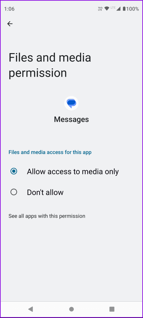 check file permissions messages app android
