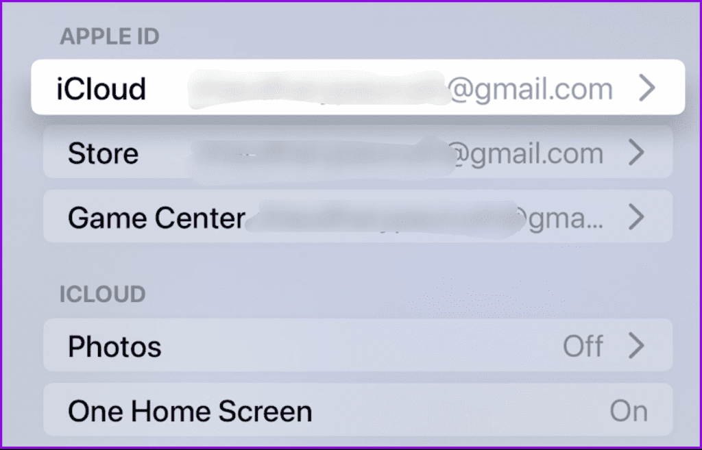 check icloud id settings apple tv
