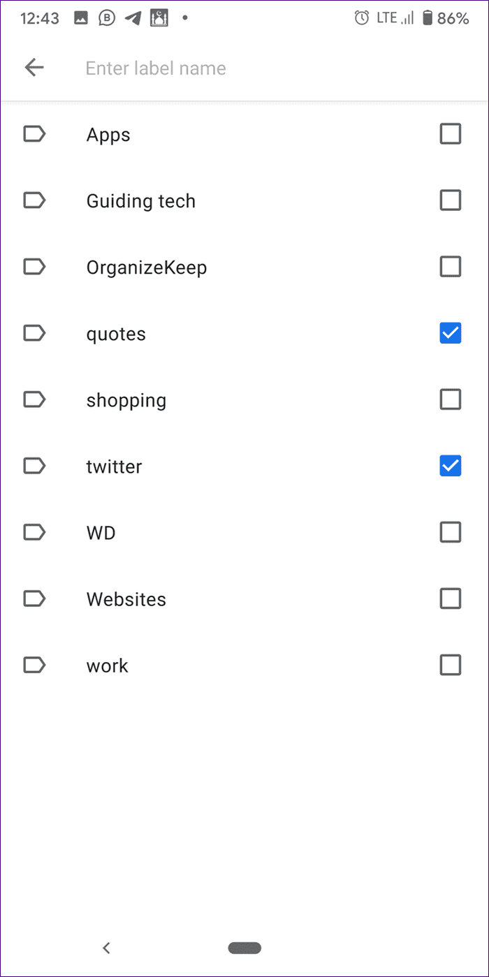 checking or unchecking label