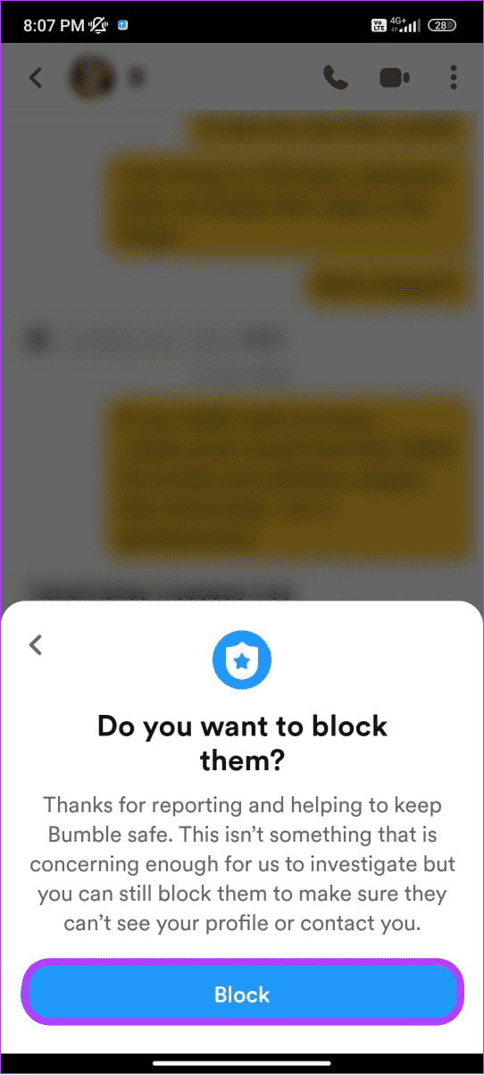 choose block once you report the user