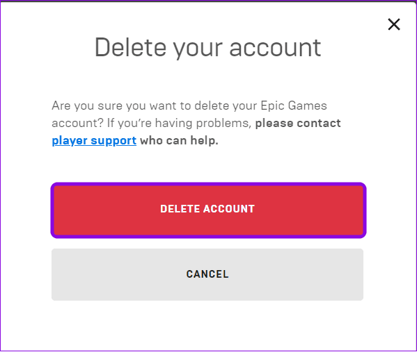 choose delete account