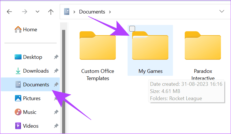 choose document and then select my games