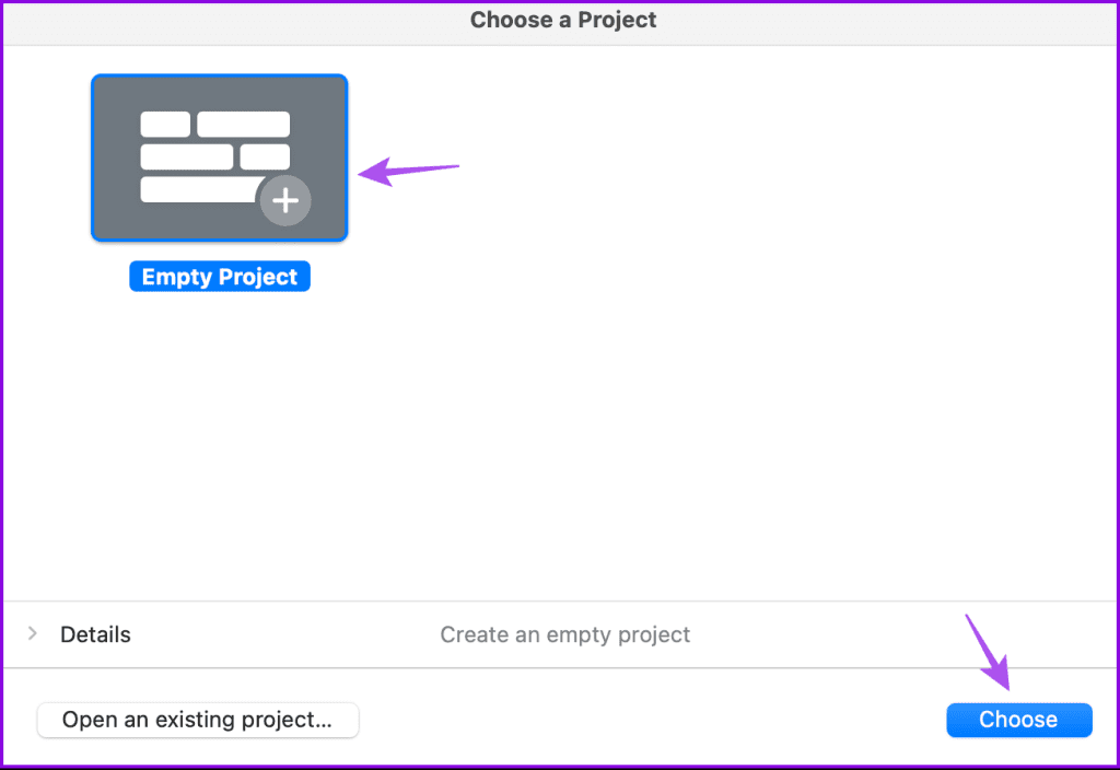 choose empty project garageband mac