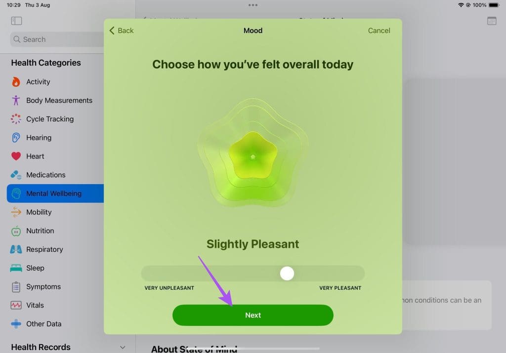 choose how you feel health app iPad