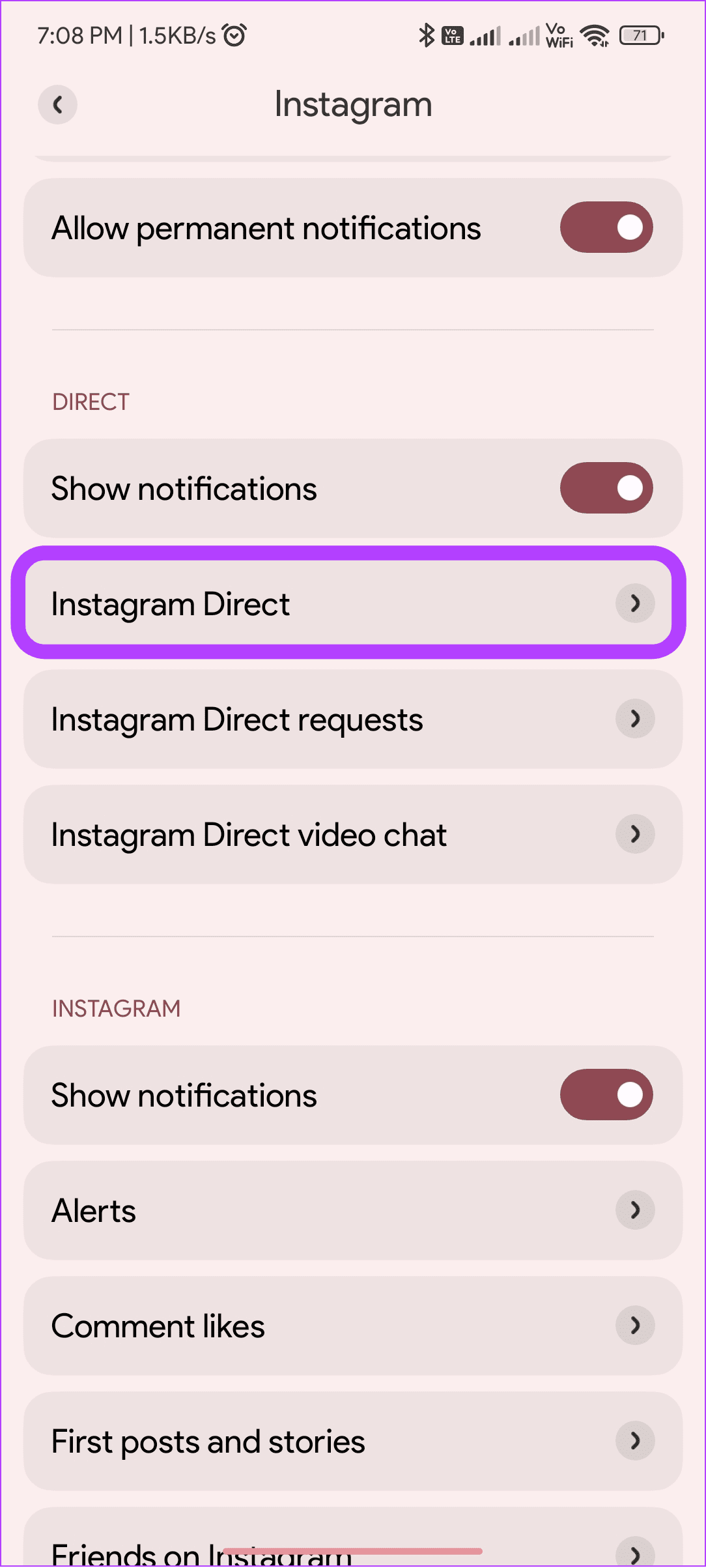 choose instagram direct