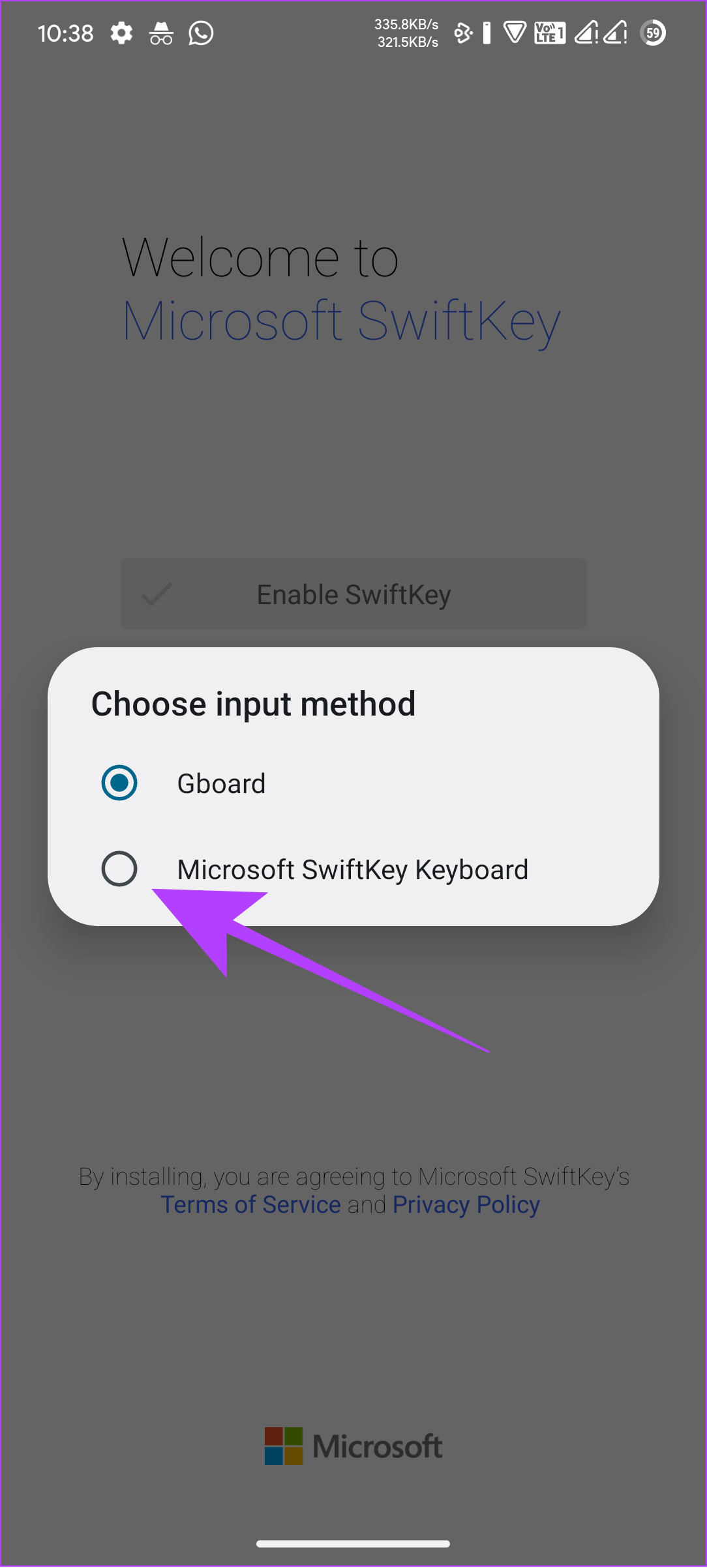 choose microsoft swiftkey to use BingChat on Android