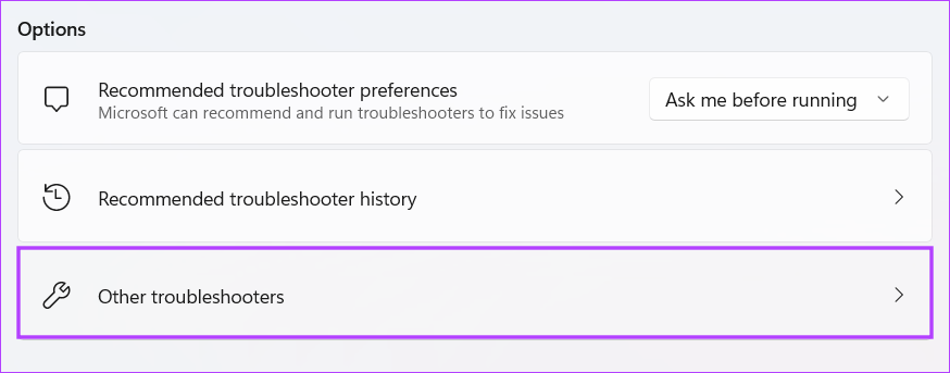 choose other troubleshoots