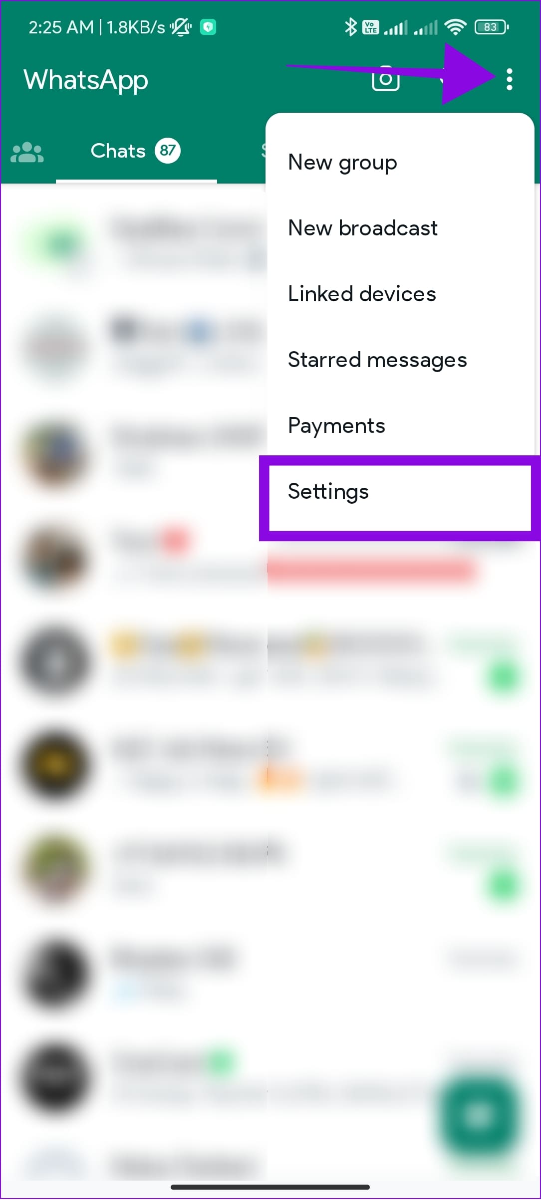 choose settings and tap settings