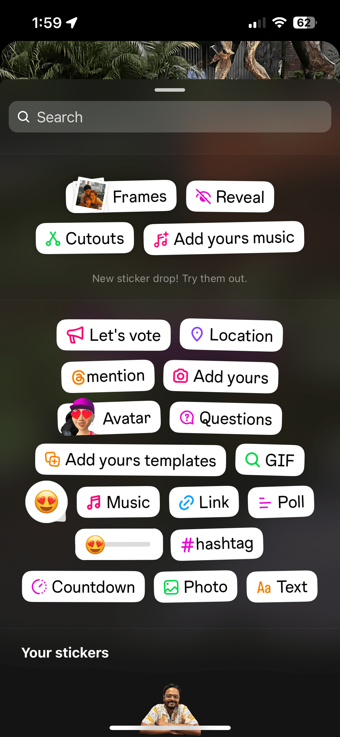choose story elements Instagram