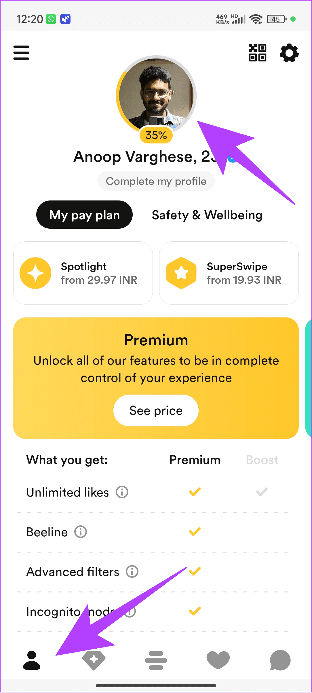 choose the profile button and then select the profile picture 1