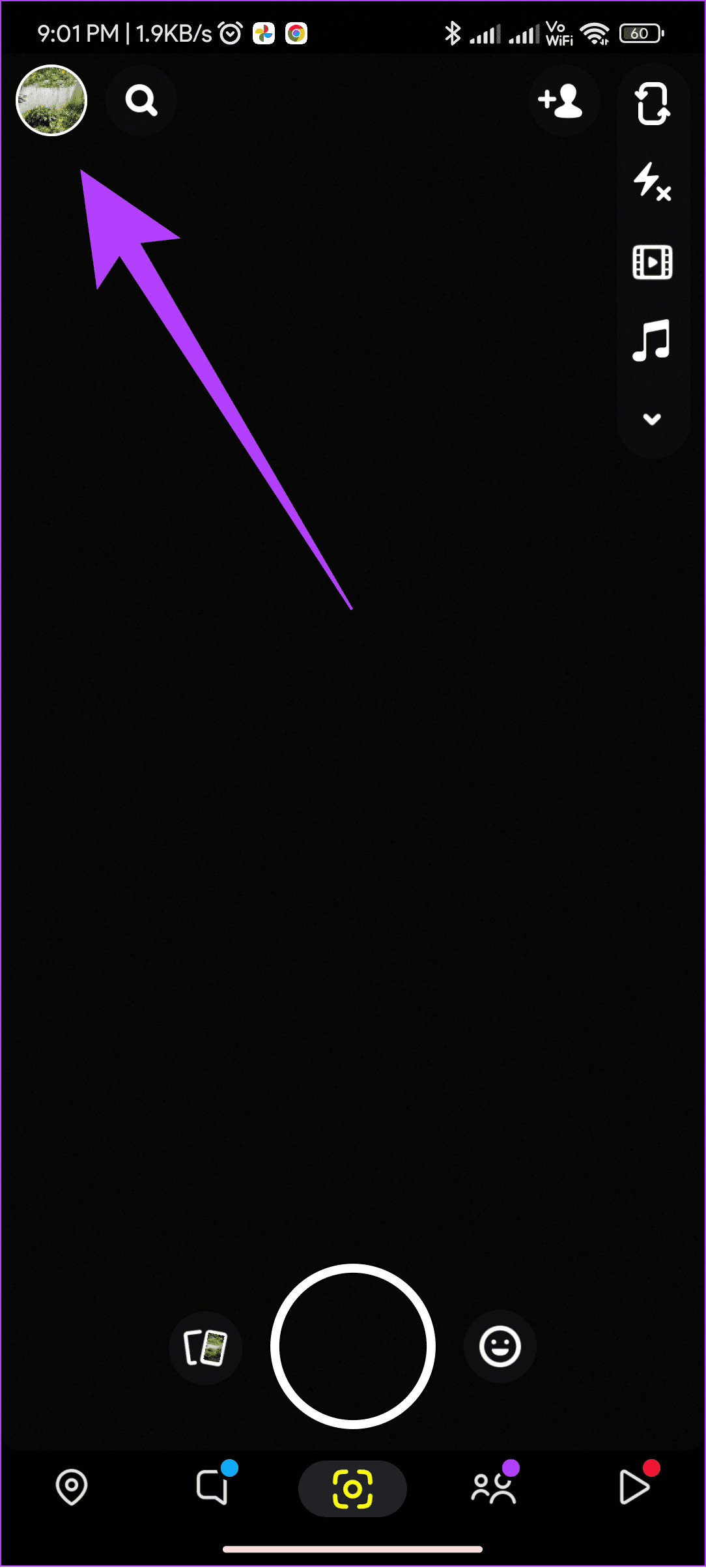 choose the profile icon from the top right corner