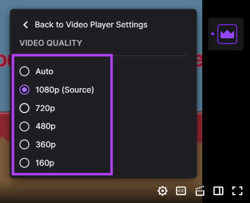 choose the quality to fix Twitch "Failed to Load Module" error