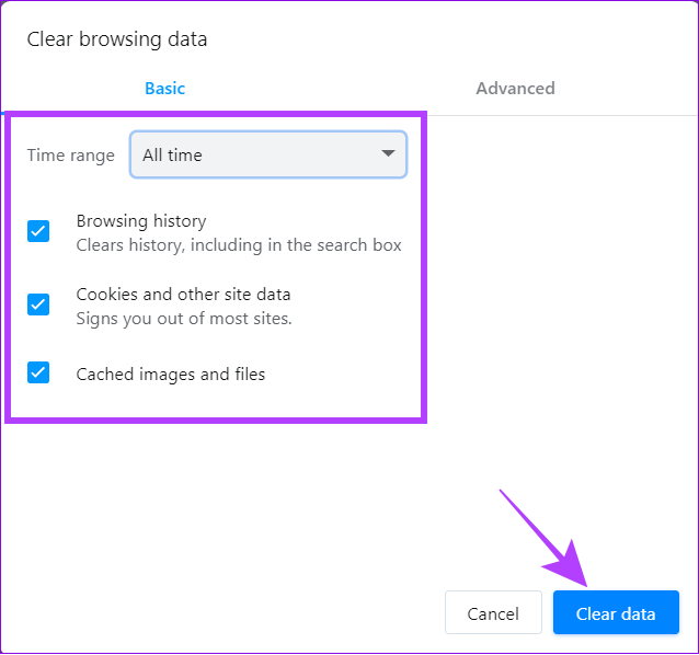 choose what to delete and hit clear data