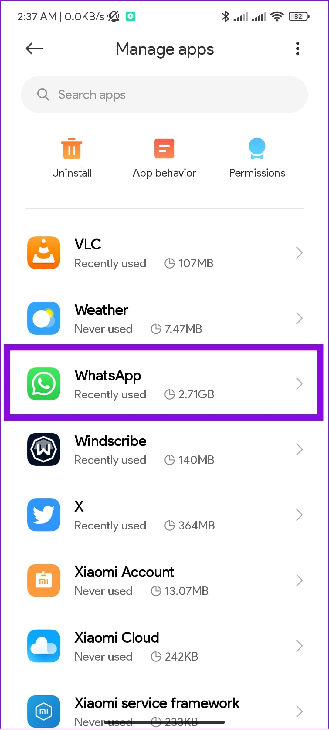 choose whatsapp from the list